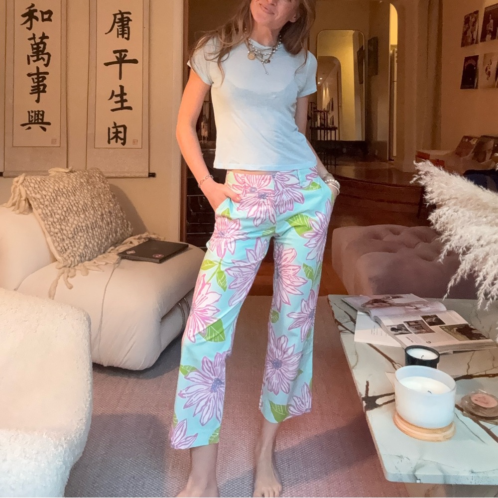 Lilly Pulitzer Pink and Green Floral Trousers